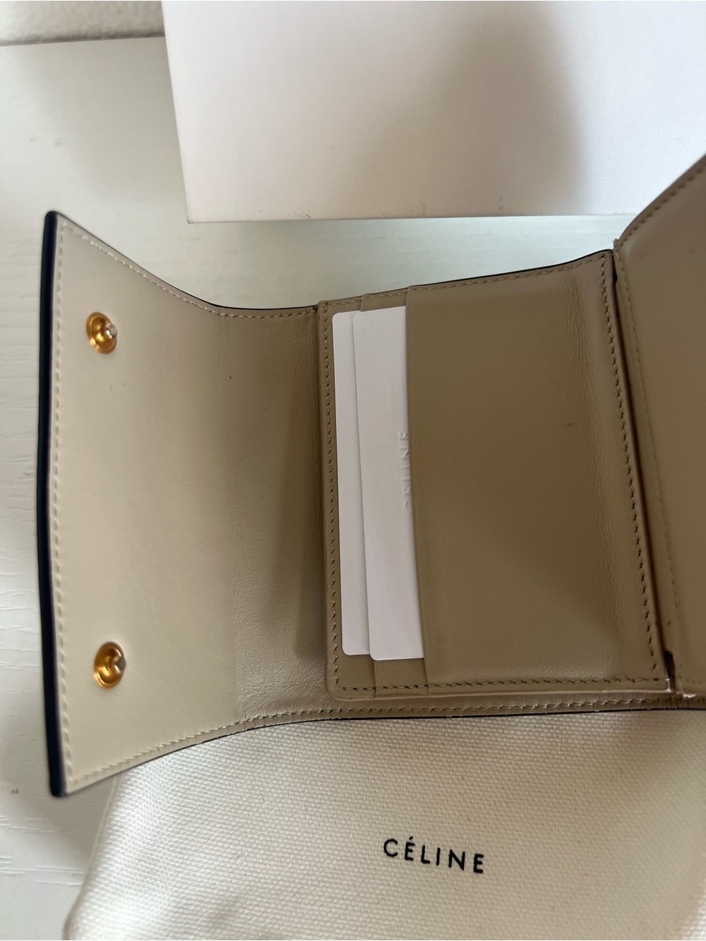 Celine Black Pebbled Leather Compact Wallet - Picture 9 of 13